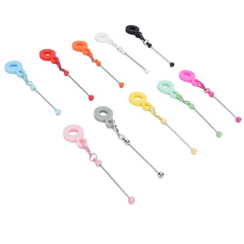 Qcwwy DIY -Schlüsselbund -Kit 10pcs Leere Perlenstangen Schlüsselbund Anhänger Making Set Bunte Silikonringe und Abnehmbare Perle für DIY Schlüsselschalter Cup Strohbringerdekoration Geeignet von Qcwwy