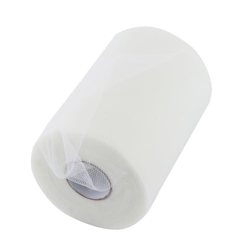 Qcwwy Elegante 100 Yards 15 cm DIY Hochzeit Dekoration Tüll Rolle Spule Kleidung Strickstoff zum Nähen (C02 Offwhite) von Qcwwy