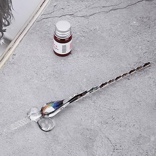 Qcwwy Glas Signature Stiftglas Dip Kalligraphie Stift Set Vintage Kalligraphie Signaturen Stift Kristall Sternenhimmel Glas Dip Signature Tintenstift Zum Schreiben von Zeichnungsdekoration Festivals von Qcwwy