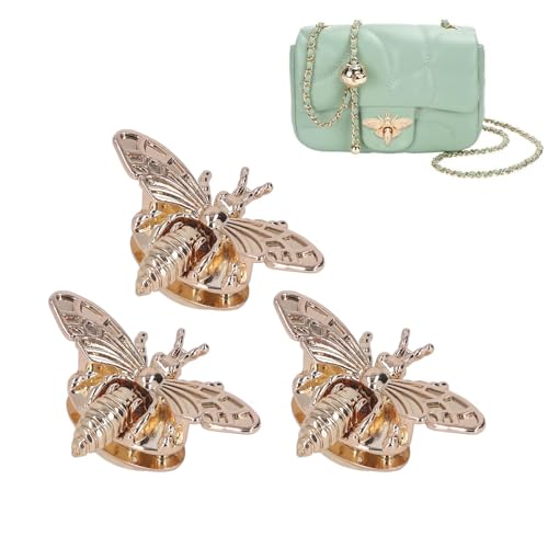 Qcwwy Handtaschen-Drehverschluss, 3er-Pack Geldbörsenverschluss, hellgoldenes Bienenform-Metallverschlussschloss für Lederhandtasche, Box, Schnalle, Geldbörse, Umhängetasche Qcwwy Handtaschen-Drehverschluss, 3er-Pack Geldbörsenverschluss, hellgoldenes Bienenform-Metallverschlussschloss für Lederhandtasche, Box, Schnalle, Geldbörse, Umhängetasche von Qcwwy