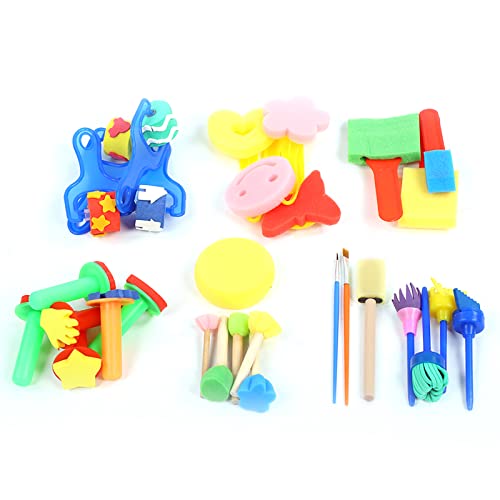 Qcwwy Kid Sponge Stamp Set, 30pcs Malerei Schwamm Stempelstempel Zeichnung Schaumbürsten Malerei Schwamm Pinsel Kunsthandwerk Zeichnungswerkzeuge Frühe Bildung Spaß Spielzeug für 2-6 Qcwwy Kid Sponge Stamp Set, 30pcs Malerei Schwamm Stempelstempel Zeichnung Schaumbürsten Malerei Schwamm Pinsel Kunsthandwerk Zeichnungswerkzeuge Frühe Bildung Spaß Spielzeug für 2-6 von Qcwwy