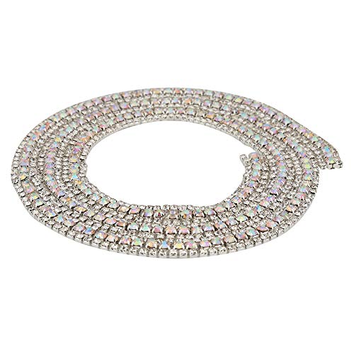 Qcwwy Kleidungszubehör Ribbon Rolle 35 Zoll Länge Sprudelkristall Diamant Ribbon Wrap Dekorationen für Hochzeits Geburtstag Jubiläen Party 3reihe -Stein Mesh (Silber AB) von Qcwwy
