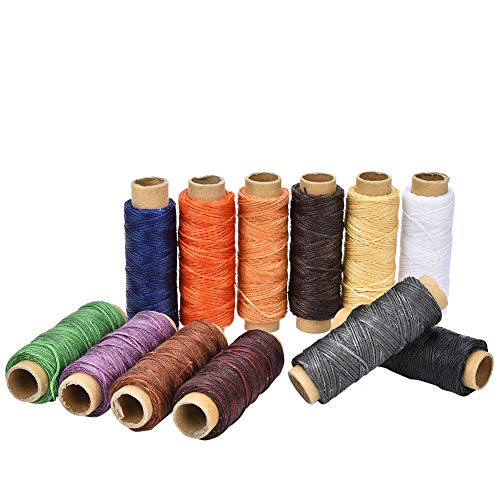 Qcwwy Lederhandwerkswerkzeug, 12 Farben, 150D-Nähgarn, 50 Meter Rolle, so stark für Lederarbeiten, angenehme Haptik mit exquisitem Material, zum Nähen von Leder von Qcwwy
