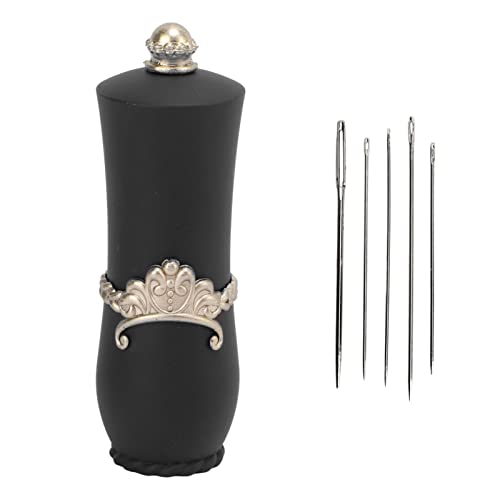 Qcwwy Lippenstift-Nadelkissen mit 5 Nadeln, Süßer Sticknadelhalter, Näh- und Bastelzubehör, Exquisites Schönes Einziehbares Design, Tragbarer Nadelsammler für den Haushalt mit Nadel (BLACK) von Qcwwy