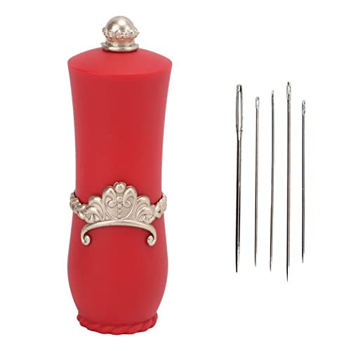 Qcwwy Lippenstift-Nadelkissen mit 5 Nadeln, Süßer Sticknadelhalter, Näh- und Bastelzubehör, Exquisites Schönes Einziehbares Design, Tragbarer Nadelsammler für den Haushalt mit Nadel (Rot) von Qcwwy