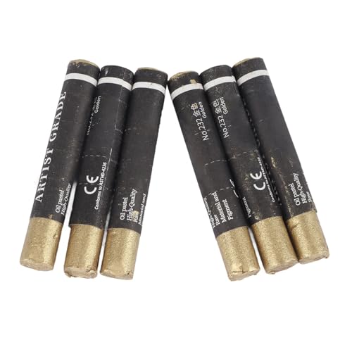 Qcwwy Metallic Pastelles, 6 Stücke Weichöl Buntstifte für Kunstmalereien, Mischung, Anfänger, Premium -Pigment, Heller Glanz, Tragbare Größe, Einfaches Mischen, Schattieren, (GOLD) von Qcwwy
