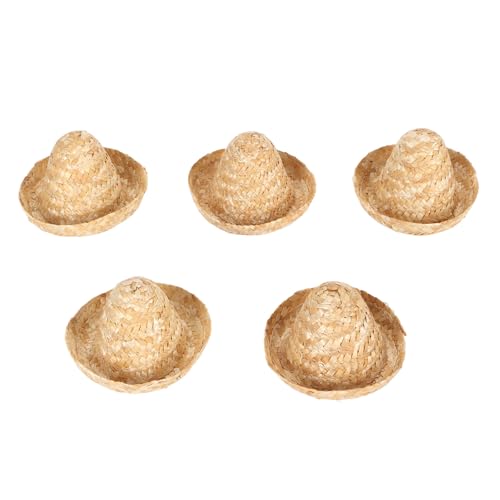 Qcwwy Mini-Sombrero-Strohhüte, 5 Stück, 9,4 cm Durchmesser, Kleine Sombreros-Strohhüte, Mexikanische Strohhüte, Mini-Westernhüte, Sombrero-Strohkappe für Qcwwy Mini-Sombrero-Strohhüte, 5 Stück, 9,4 cm Durchmesser, Kleine Sombreros-Strohhüte, Mexikanische Strohhüte, Mini-Westernhüte, Sombrero-Strohkappe für von Qcwwy