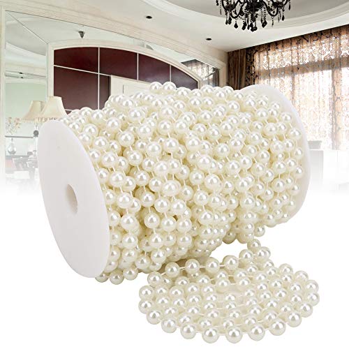 Qcwwy Perlenperlenschnur 10mm Perlenperlenschnur 20m Faux Pearl Strang Roll Dekoration Cutable Artificial Perlen Kette Saite Girlande Exquisite Handwerkskunst für Hochzeitsfeier (Beige) von Qcwwy