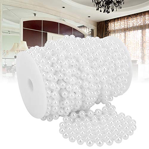 Qcwwy Perlenperlenschnur 10mm Perlenperlenschnur 20m Faux Pearl Strang Roll Dekoration Cutable Artificial Perlen Kette Saite Girlande Exquisite Handwerkskunst für Hochzeitsfeier (WHITE) von Qcwwy