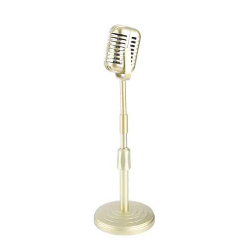 Qcwwy Retro Mic Prop Microfon Props Simulation Retro Mic Table Ornament für Halloween Hochzeitsfeier -Dekor -Mikrofonezubehör (Gold) von Qcwwy