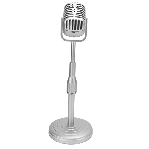 Qcwwy Retro Mic Prop Microfon Props Simulation Retro Mic Table Ornament für Halloween Hochzeitsfeier -Dekor -Mikrofonezubehör (Silver) von Qcwwy
