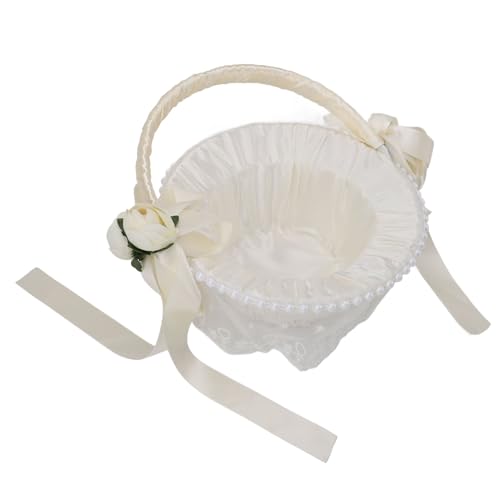 Qcwwy Romantische Elegante Handgewebte Hochzeitsblumenmädchenkorb für Braut Leichte Struktur (5798) von Qcwwy
