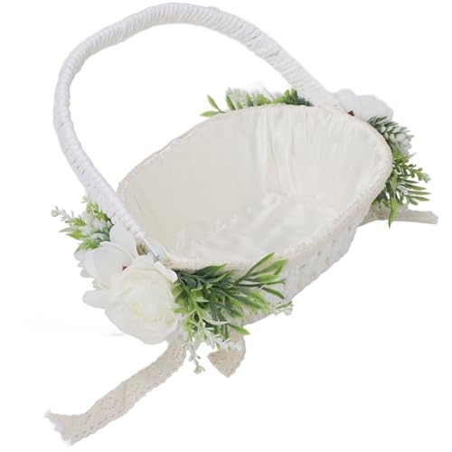 Qcwwy Romantische Elegante Handgewebte Hochzeitsblumenmädchenkorb für Braut Leichte Struktur (5799) von Qcwwy