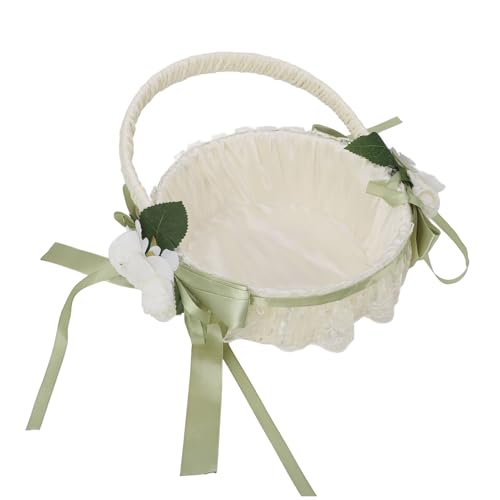 Qcwwy Romantische Elegante Handgewebte Hochzeitsblumenmädchenkorb für Braut Leichte Struktur (5800) von Qcwwy