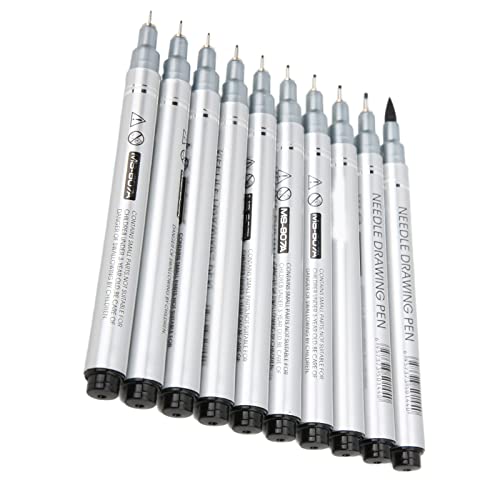 Qcwwy Schwarzer Wasserdichtes Fineliner -Zeichnungsstifte 10 für Note, um Journaling und Technische Zeichnung zu Nehmen von Qcwwy