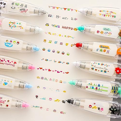 Qcwwy Tränenresistentes Filmband, Einfach zu Bedienend Korrekturband mit Drehspitze, Innerer Kernersatz, Klarer Spender, für Schüler Verwenden PS -Material (6mm*4m Zufällige Abgabe von Stilen) von Qcwwy