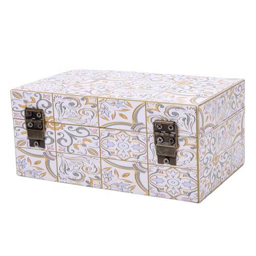Qcwwy Vintage Treasure Chest Box Vintage Treasure Chest Box Desktop Dust Proof Decorative Leder Schmuckschatulle für Schmuck Perlen Schmuckstücke Geschenke von Qcwwy