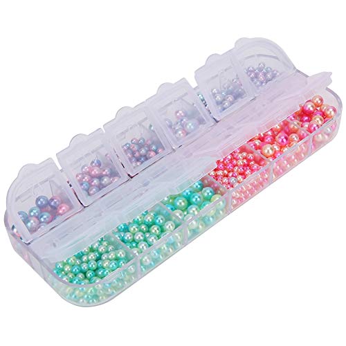 Runde Perlen Glänzende Kleidungsdekoration DIY -Material für DIY -Liebhaber Abs Material Box 650pcs für Halskette Armband Kleidung Taschen Schuhe Haarzubehör Nägel Telefon Telefon (1 Box (650 Stück)) von Qcwwy