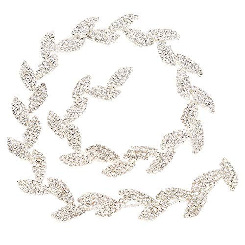 Strass-Kette, 1 Yard, Funkelnde Kristall-Strass-Blatt-Design-Kette, DIY-Mode, Enge Kette, Bekleidung, Schönheit, Nähzubehör von Qcwwy
