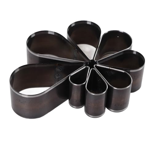 Teardrop Lederhandwerk Sterbchen Stanze Punch Werkzeughoch -Loch -Punchschneider Set aus 8 Tropfenformlegierstahl, Klarer Hülle, Breite Anwendung für Leder, Stoff, Schmuckhersteller von Qcwwy