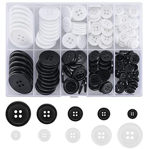 160 Stück Schwarze Weiße Knöpfe, Hemdknöpfe, 4 Löcher Knöpfe, Knöpfe Rund zum Nähen, Basteln Knöpfe, Harz Knöpfe für Nadeln Stricken Handwerk - 10mm, 13mm, 15mm, 20mm, 25 mm 160 Stück Schwarze Weiße Knöpfe, Hemdknöpfe, 4 Löcher Knöpfe, Knöpfe Rund zum Nähen, Basteln Knöpfe, Harz Knöpfe für Nadeln Stricken Handwerk - 10mm, 13mm, 15mm, 20mm, 25 mm von Qeapug