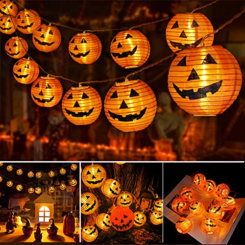 Qedertek Halloween Deko Garten, 4M 20 LED Orange Kürbis Lampion Lichterkette mit Batteriebetrieben, 2 Modi Wasserdicht Halloween Lichterkette für Außen Innen, Allerheiligen, Halloween Dekorations Qedertek Halloween Deko Garten, 4M 20 LED Orange Kürbis Lampion Lichterkette mit Batteriebetrieben, 2 Modi Wasserdicht Halloween Lichterkette für Außen Innen, Allerheiligen, Halloween Dekorations von Qedertek