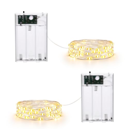 Qedertek Lichterkette Batterie 2M Silberdraht Micro Lichterkette, 2 Stück 20 LED Lichterkette Weihnachtsbaum Warmweiß mit 2 Modi für Innen, Halloween, Weihnachten Party Deko Qedertek Lichterkette Batterie 2M Silberdraht Micro Lichterkette, 2 Stück 20 LED Lichterkette Weihnachtsbaum Warmweiß mit 2 Modi für Innen, Halloween, Weihnachten Party Deko von Qedertek