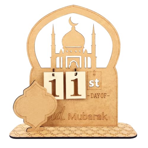 QeeFop Ramadan Kalender Ramadan Dekorationen Countdown-Kalender Aus Holz, Eid Mubarak Adventskalender 2024 für Wohnzimmer Deko, 30 Tage Ramadan Countdown Kalender, Ramadan Geschenke von QeeFop