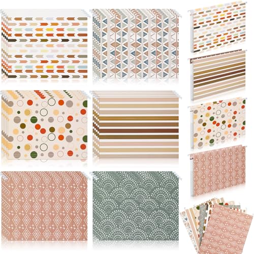 Qeeenar Hängemappen, Boho-Hängemappen, 24,1 x 29,2 cm, dekorativ, niedlich, zum Aufhängen, Briefgröße, mit verstellbaren Reitern, Geschenk für Büro, Zuhause, 6 Designs (Vintage), 30 Stück von Qeeenar