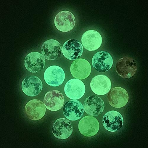 Glas-Cabochons, 25 mm, leuchtet im Dunkeln, Mondform, runde Kuppel, flache Rückseite, für Bastelarbeiten, Halsketten, Armbänder, Anhänger, Perlen, 20 Stück von Qeesio