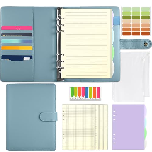 Qefuna A5 Ringbuch,Ringbuch A5 nachfüllbar mit180 Blatt A5 Nachfüllpapier, Notizbuch A5 mit Bindetaschen und Unterteilungen, A5 Binder für Männer und Frauen,Blau Qefuna A5 Ringbuch,Ringbuch A5 nachfüllbar mit180 Blatt A5 Nachfüllpapier, Notizbuch A5 mit Bindetaschen und Unterteilungen, A5 Binder für Männer und Frauen,Blau von Qefuna