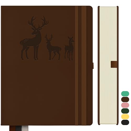 Qefuna Notizbuch A4 Liniert,Bullet Journal A4 Dickes Notizblock,360Seiten, Hardcover Leder Notizbuch, 100gsm Liniert Papier für Frauen Männer Büro Schule Tagebuch, 21.3 x 28.1cm,Braun Qefuna Notizbuch A4 Liniert,Bullet Journal A4 Dickes Notizblock,360Seiten, Hardcover Leder Notizbuch, 100gsm Liniert Papier für Frauen Männer Büro Schule Tagebuch, 21.3 x 28.1cm,Braun von Qefuna