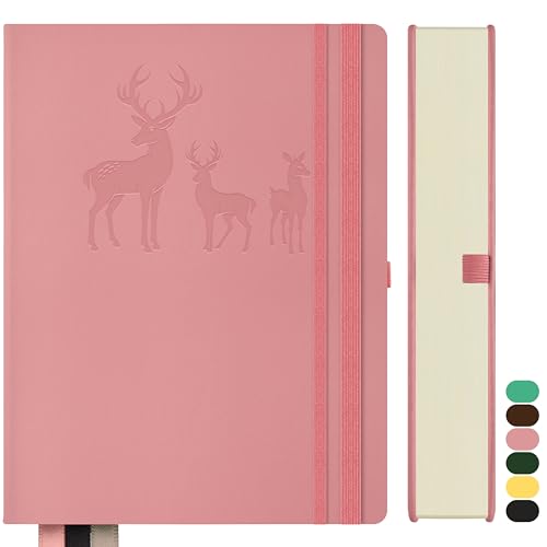 Qefuna Notizbuch A4 Liniert,Bullet Journal A4 Dickes Notizblock,360Seiten, Hardcover Leder Notizbuch, 100gsm Liniert Papier für Frauen Männer Büro Schule Tagebuch, 21.3 x 28.1cm,Rosa Qefuna Notizbuch A4 Liniert,Bullet Journal A4 Dickes Notizblock,360Seiten, Hardcover Leder Notizbuch, 100gsm Liniert Papier für Frauen Männer Büro Schule Tagebuch, 21.3 x 28.1cm,Rosa von Qefuna
