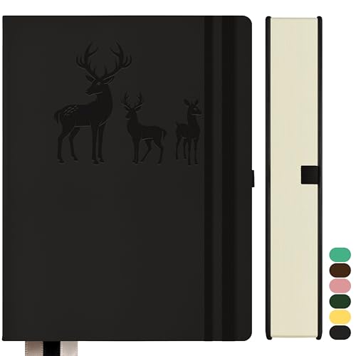 Qefuna Notizbuch A4 Liniert,Bullet Journal A4 Dickes Notizblock,360Seiten, Hardcover Leder Notizbuch, 100gsm Liniert Papier für Frauen Männer Büro Schule Tagebuch, 21.3 x 28.1cm,Schwarz Qefuna Notizbuch A4 Liniert,Bullet Journal A4 Dickes Notizblock,360Seiten, Hardcover Leder Notizbuch, 100gsm Liniert Papier für Frauen Männer Büro Schule Tagebuch, 21.3 x 28.1cm,Schwarz von Qefuna
