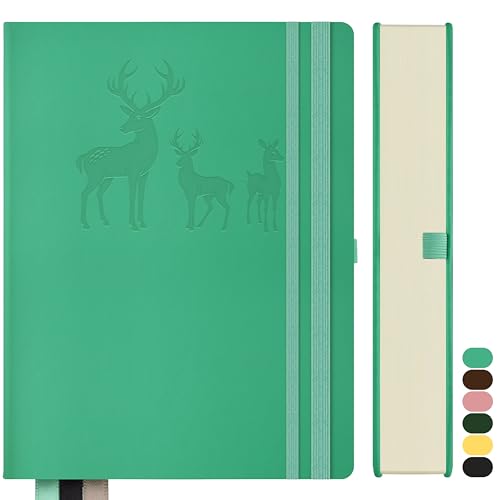 Qefuna Notizbuch A5 Liniert,Bullet Journal A5 Dickes Notizblock,360Seiten, Hardcover Leder Notizbuch, 100gsm Liniert Papier für Frauen Männer Büro Schule Tagebuch, 14.5 x 21cm,Blau Grün Qefuna Notizbuch A5 Liniert,Bullet Journal A5 Dickes Notizblock,360Seiten, Hardcover Leder Notizbuch, 100gsm Liniert Papier für Frauen Männer Büro Schule Tagebuch, 14.5 x 21cm,Blau Grün von Qefuna