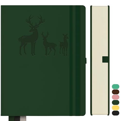 Qefuna Notizbuch A5 Liniert,Bullet Journal A5 Dickes Notizblock,360Seiten, Hardcover Leder Notizbuch, 100gsm Liniert Papier für Frauen Männer Büro Schule Tagebuch, 14.5 x 21cm,Grün Qefuna Notizbuch A5 Liniert,Bullet Journal A5 Dickes Notizblock,360Seiten, Hardcover Leder Notizbuch, 100gsm Liniert Papier für Frauen Männer Büro Schule Tagebuch, 14.5 x 21cm,Grün von Qefuna