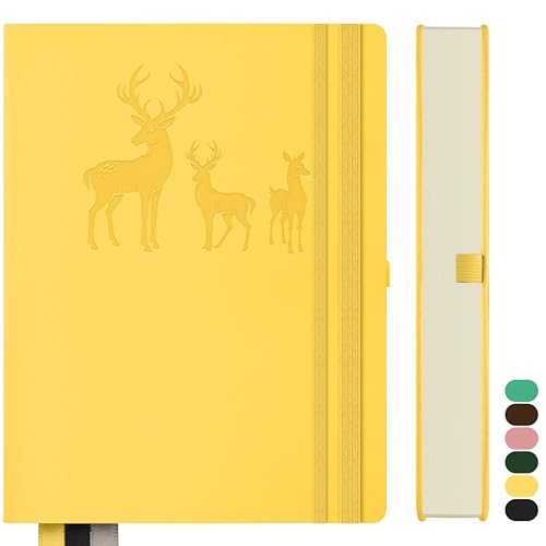 Qefuna Notizbuch B5 Liniert,Bullet Journal B5 Dickes Notizblock,300Seiten, Hardcover Leder Notizbuch, 100gsm Liniert Papier für Frauen Männer Büro Schule Tagebuch, 19 x 25.5cm,Gelb Qefuna Notizbuch B5 Liniert,Bullet Journal B5 Dickes Notizblock,300Seiten, Hardcover Leder Notizbuch, 100gsm Liniert Papier für Frauen Männer Büro Schule Tagebuch, 19 x 25.5cm,Gelb von Qefuna
