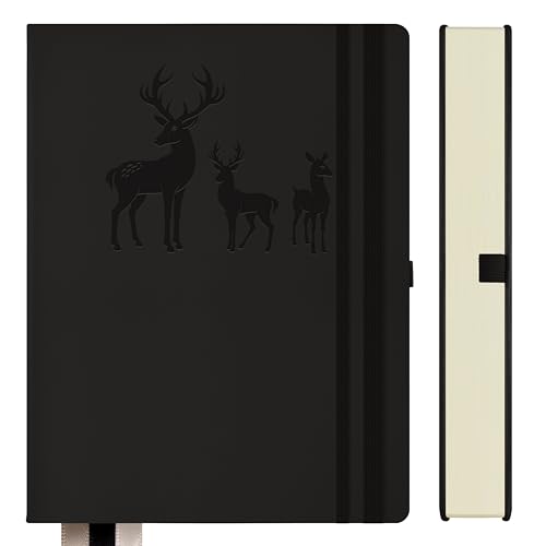 Qefuna Notizbuch B5 Liniert,Bullet Journal B5 Dickes Notizblock,300Seiten, Hardcover Leder Notizbuch, 100gsm Liniert Papier für Frauen Männer Büro Schule Tagebuch, 19 x 25.5cm,Schwarz Qefuna Notizbuch B5 Liniert,Bullet Journal B5 Dickes Notizblock,300Seiten, Hardcover Leder Notizbuch, 100gsm Liniert Papier für Frauen Männer Büro Schule Tagebuch, 19 x 25.5cm,Schwarz von Qefuna