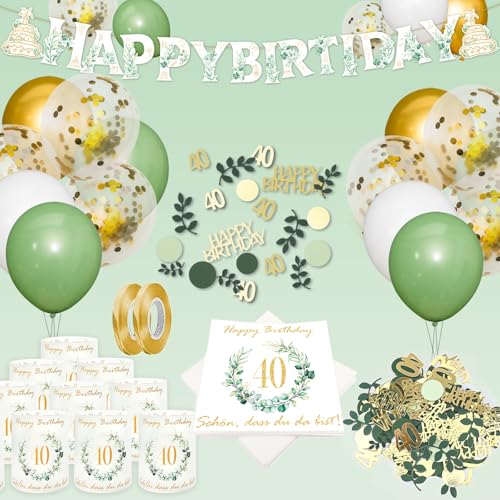 40 Geburtstag Deko,Servietten 40 Geburtstag,Windlicht Tischdeko 40 Geburtstag,Konfetti Geburtstag Deko,Geburtstag Luftballon und Geburtstag Girlande Deko, Geschenke zum 40 Geburtstag Frau Mann 40 Geburtstag Deko,Servietten 40 Geburtstag,Windlicht Tischdeko 40 Geburtstag,Konfetti Geburtstag Deko,Geburtstag Luftballon und Geburtstag Girlande Deko, Geschenke zum 40 Geburtstag Frau Mann von Qeioauek