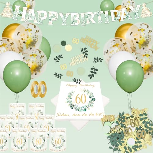 60 Geburtstag Deko,Servietten 60 Geburtstag,Windlicht Tischdeko 60 Geburtstag,Konfetti Geburtstag Deko,Geburtstag Luftballon und Geburtstag Girlande Deko, Geschenke zum 60 Geburtstag Frau Mann 60 Geburtstag Deko,Servietten 60 Geburtstag,Windlicht Tischdeko 60 Geburtstag,Konfetti Geburtstag Deko,Geburtstag Luftballon und Geburtstag Girlande Deko, Geschenke zum 60 Geburtstag Frau Mann von Qeioauek