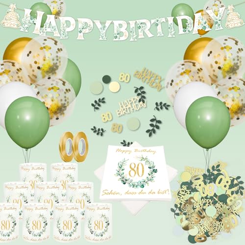80 Geburtstag Deko,Servietten 80 Geburtstag,Windlicht Tischdeko 80 Geburtstag,Konfetti Geburtstag Deko,Geburtstag Luftballon und Geburtstag Girlande Deko, Geschenke zum 80 Geburtstag Frau Mann 80 Geburtstag Deko,Servietten 80 Geburtstag,Windlicht Tischdeko 80 Geburtstag,Konfetti Geburtstag Deko,Geburtstag Luftballon und Geburtstag Girlande Deko, Geschenke zum 80 Geburtstag Frau Mann von Qeioauek