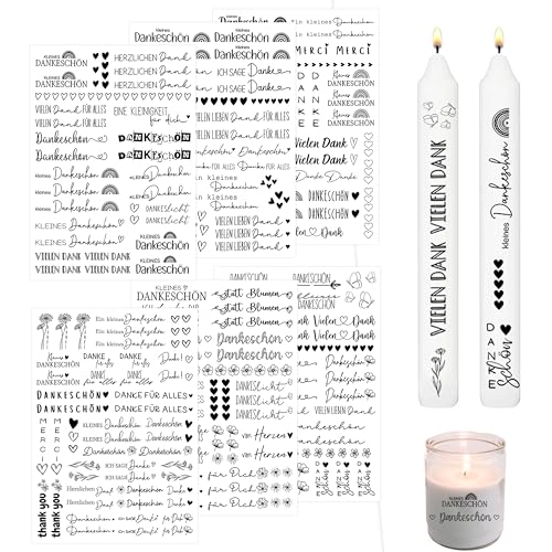Danke Kerzen Tattoofolie,3 Stück A4 Kerzentattoos,Kerzentattoo Danke,Kerzen Tattoos Folie,Wasserschiebefolie Kerzen,Kerzen Aufkleber,Kerze Tasse DIY Geschenk,für Stabkerzen Und DIY Geschenk (DankeⅡ) von Qeioauek