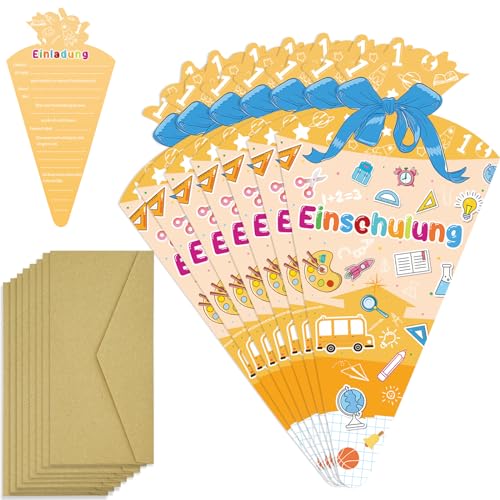 Einschulung Einladungskarten,12 Stück Einladungskarten zur Einschulung mit Passenden Umschlägen,Einladungen zum Schulanfang,Einladung zum Schulbeginn für Grundschüler, Kinder, Mädchen und Jungen Einschulung Einladungskarten,12 Stück Einladungskarten zur Einschulung mit Passenden Umschlägen,Einladungen zum Schulanfang,Einladung zum Schulbeginn für Grundschüler, Kinder, Mädchen und Jungen von Qeioauek