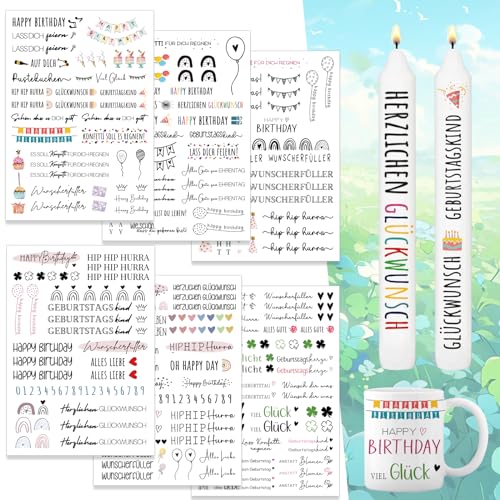 Kerzen Tattoo Weihnachten,3 Stück DIN A4 Kerzen Tattoofolie，Wasserschiebefolie Stabkerzen,Sprüche zum Verschenken，für Kerzen/Keramik，DIY Geschenk (Geburtstag) von Qeioauek