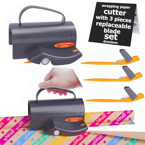 Geschenkpapier Schneider für Rollen, 1 Stück Geschenkpapier Cutter mit 3 austauschbaren Klingen, Papier Rollenschneider für Weihnachten, Geburtstagsgeschenke, Feste und Feierlichkeiten Geschenkpapier Schneider für Rollen, 1 Stück Geschenkpapier Cutter mit 3 austauschbaren Klingen, Papier Rollenschneider für Weihnachten, Geburtstagsgeschenke, Feste und Feierlichkeiten von Qeioauek
