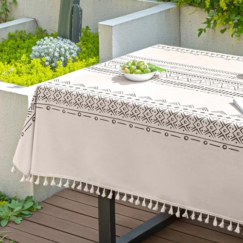 Qelus Tischdecke Outdoor Abwischbar, Gartentischdecke 90x90cm Eckig, wasserdichte Tischtücher Boho mit Quasten, Garten Tischtuch Table Cloth für Außen und Innen Balkon Küche, Grau A, 1 Stück Qelus Tischdecke Outdoor Abwischbar, Gartentischdecke 90x90cm Eckig, wasserdichte Tischtücher Boho mit Quasten, Garten Tischtuch Table Cloth für Außen und Innen Balkon Küche, Grau A, 1 Stück von Qelus