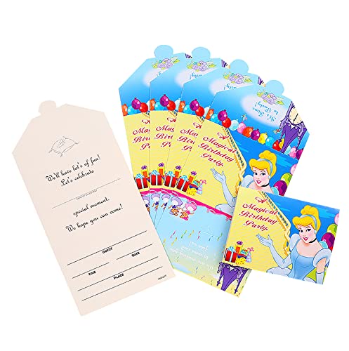 Qemsele Einladungskarten Kindergeburtstag, 24 Stück Einladung Mädchen Jungs Geburtstag Einladungskarte Englisch Kinder Geburtstagseinladungen Mitgebsel Themenparty lädt ein (Cinderella) von Qemsele