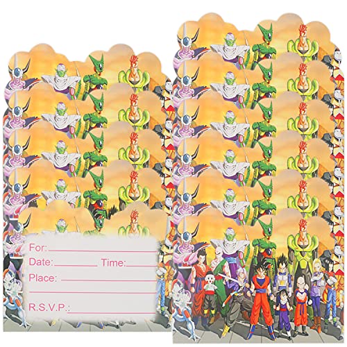 Qemsele Einladungskarten Kindergeburtstag, 30 Stück Einladung & Umschlägen Mädchen Jungs Geburtstag Einladungskarte Englisch Kinder Geburtstagseinladungen Mitgebsel Themenparty lädt ein (DragonBall) von Qemsele