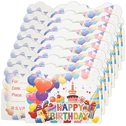 Qemsele Einladungskarten Kindergeburtstag, 30 Stück Einladung & Umschlägen Mädchen Jungs Geburtstag Einladungskarte Englisch Kinder Geburtstagseinladungen Mitgebsel Themenparty lädt ein Jahrestag von Qemsele