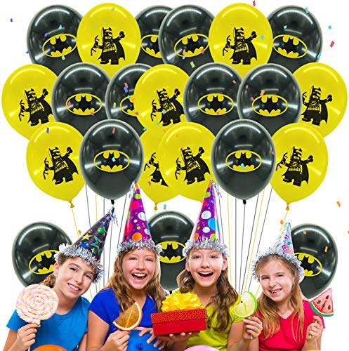 Qemsele Geburtstag Luftballons für Kinder, 50pcs Karikatur Konfetti Luftballons 12 zoll Latex Ballons mit Bändern Geburtstag Party Dekoration Karneval, Kindergeburtstag (Batman) von Qemsele